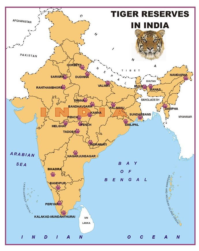 tiger reserve in india map tiger reserve in india map